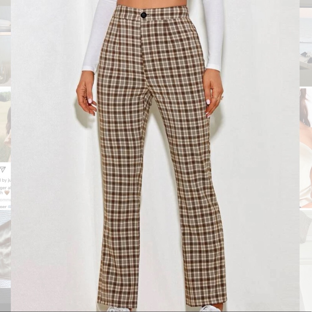 SHEIN Plaid Straight Leg Pants